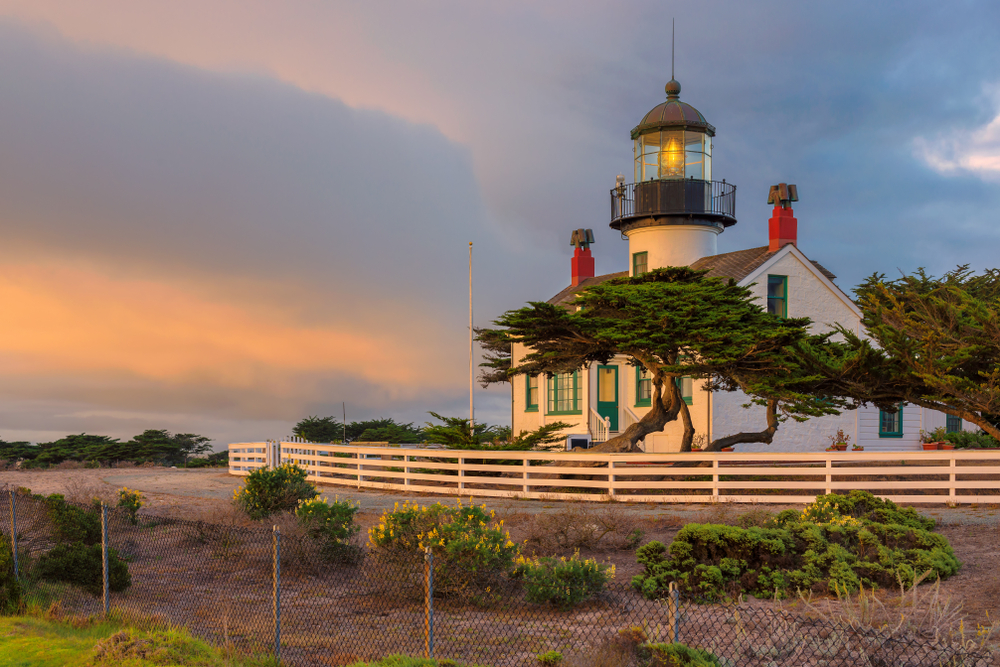 California,Lighthouse,With,Dramatic,Sky.,Point,Pinos,Lighthouse,At,Sunset